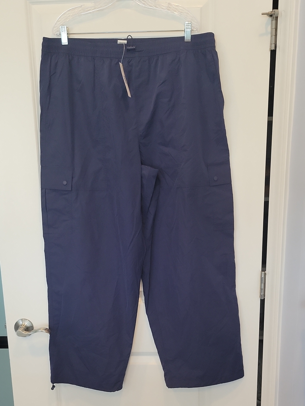 PINK Victoria's Secret Blue Satin Cargo Parachute Pants XXL NWT